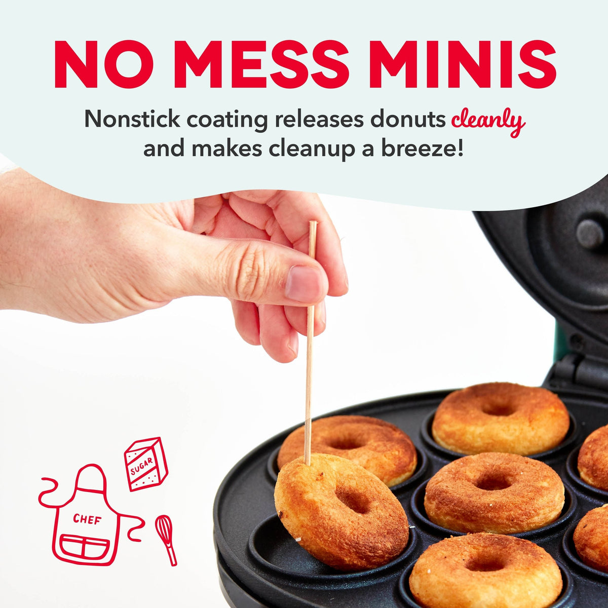 Dash Express Mini Compact Electric Donut Maker, Non-Stick Surface, Aqua