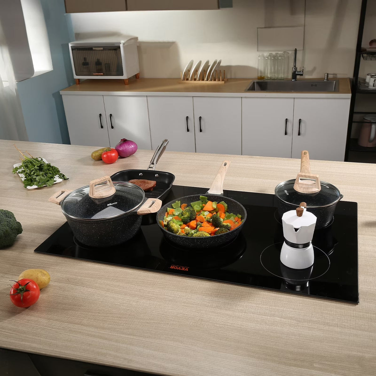 BENTISM 12 inch Electric Cooktop 2 Burners 1800W Stove Top Touch Control
