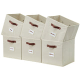 Collapsible Storage Cube with Label, 11-in, 6-pk, Beige