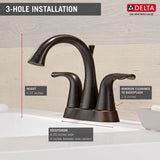 Delta Faucet Lahara Double Handle Rigid Spout 4-in Centerset Bathroom Sink Faucet, WaterSense Certified, Venetian Bronze