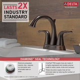 Delta Faucet Lahara Double Handle Rigid Spout 4-in Centerset Bathroom Sink Faucet, WaterSense Certified, Venetian Bronze