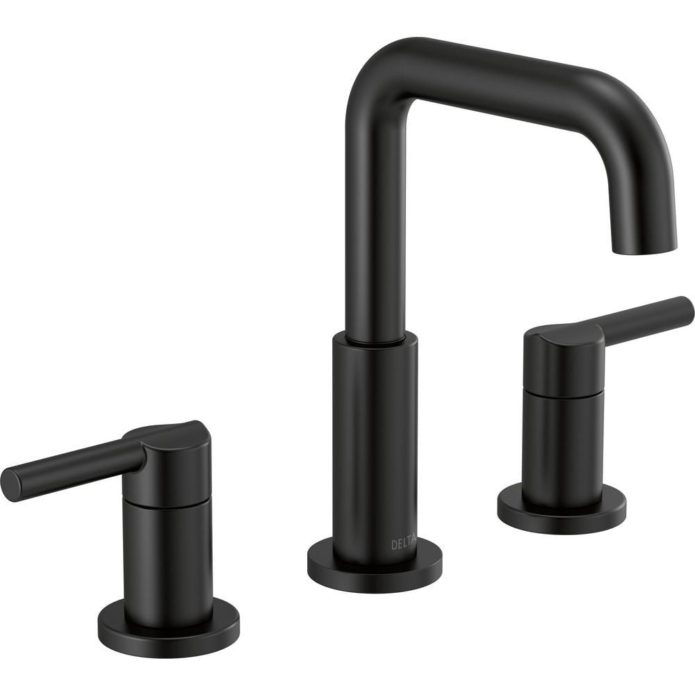 Delta Two Handle Widespread Bathroom Faucet, Matte Black
