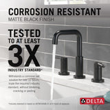 Delta Two Handle Widespread Bathroom Faucet, Matte Black