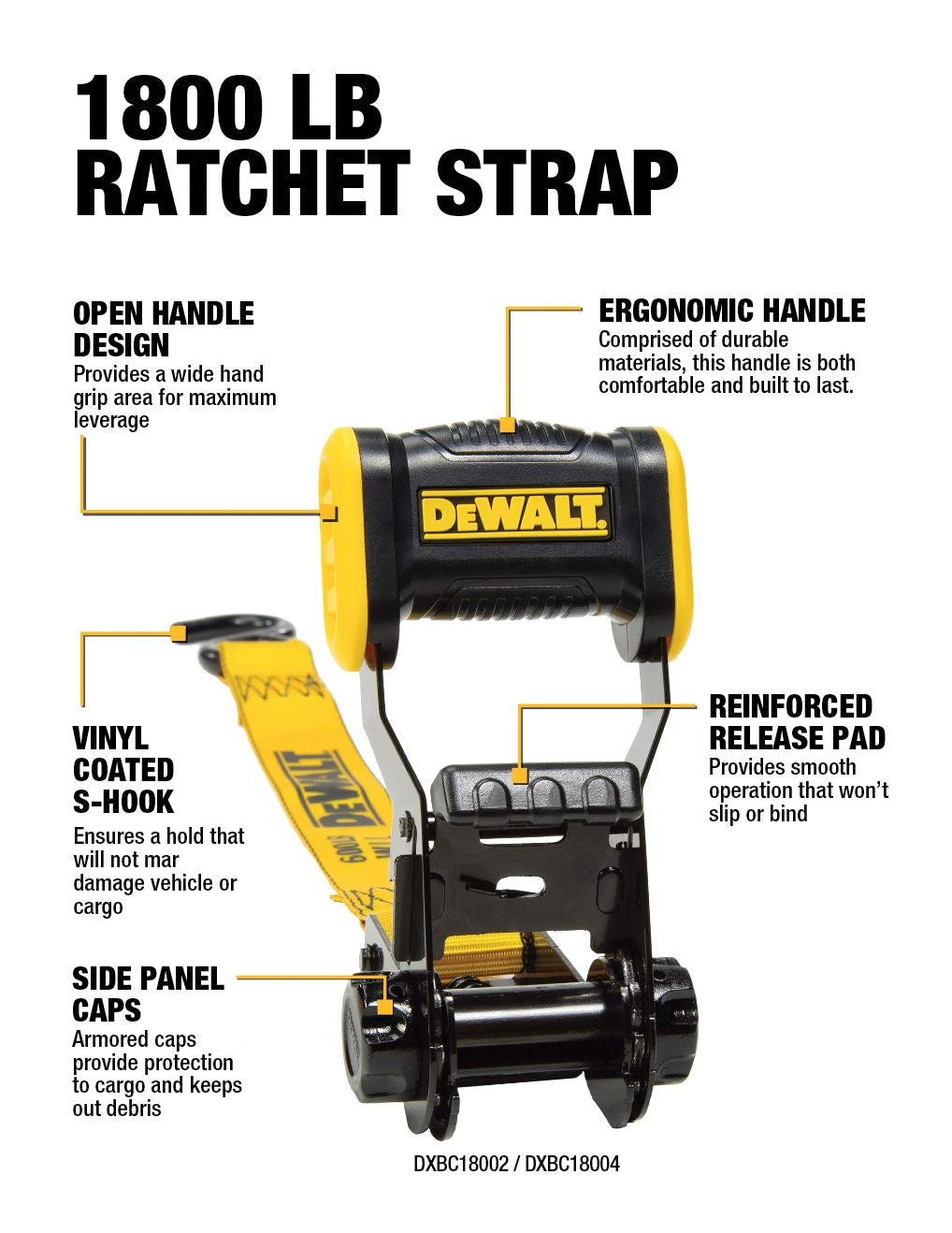 DXBC18002 1,800-lb Ratchet Tie-Down Straps, 1.25-in x 12-ft, 2-pk
