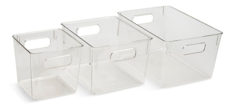 Multi-Size Clear Storage Bin Set, 3-pc L2347