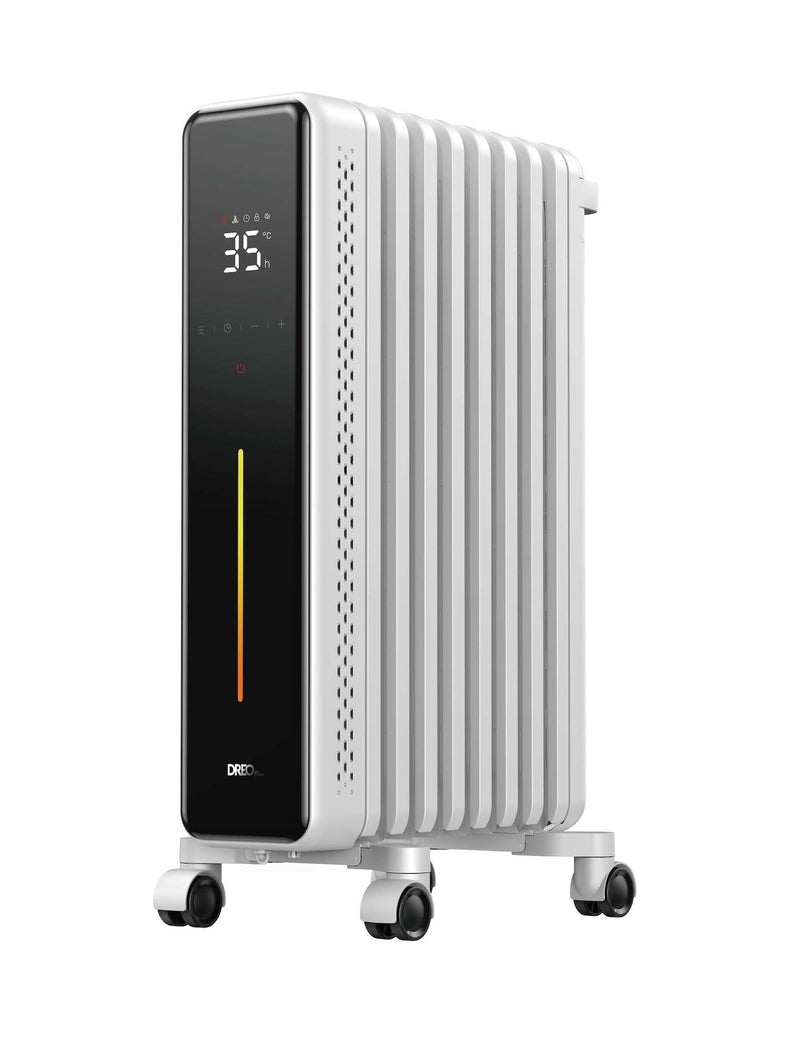 Home 1500W Digital Electric Oil-Filled Radiator Heater with Thermostat, White Q9317
