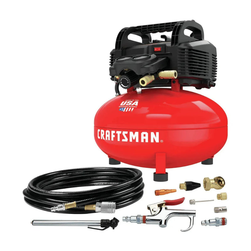 6 Gallon Pancake Air Compressor, Oil-Free, 150 PSI, Portable with Accessory Kit C2160