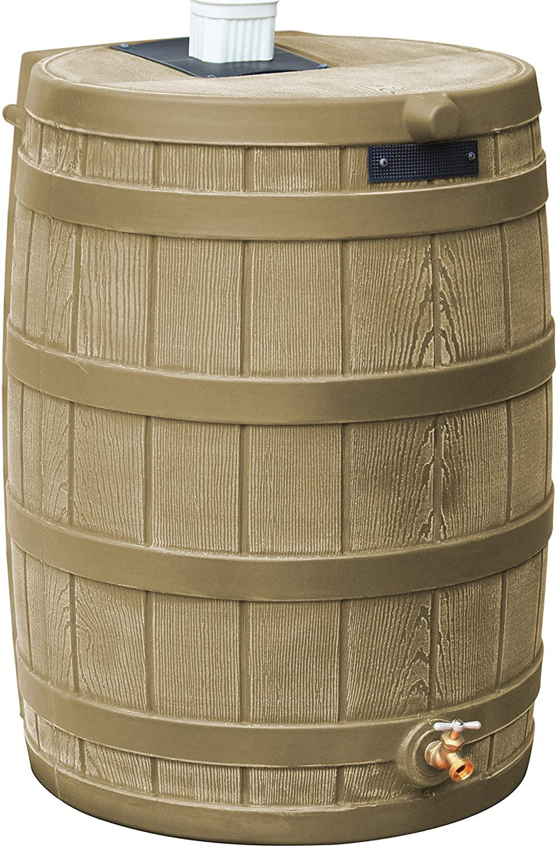 Good Ideas Rain Wizard 50 Gallon Plastic Outdoor Home Rain Barrel Water Storage Collector F6323