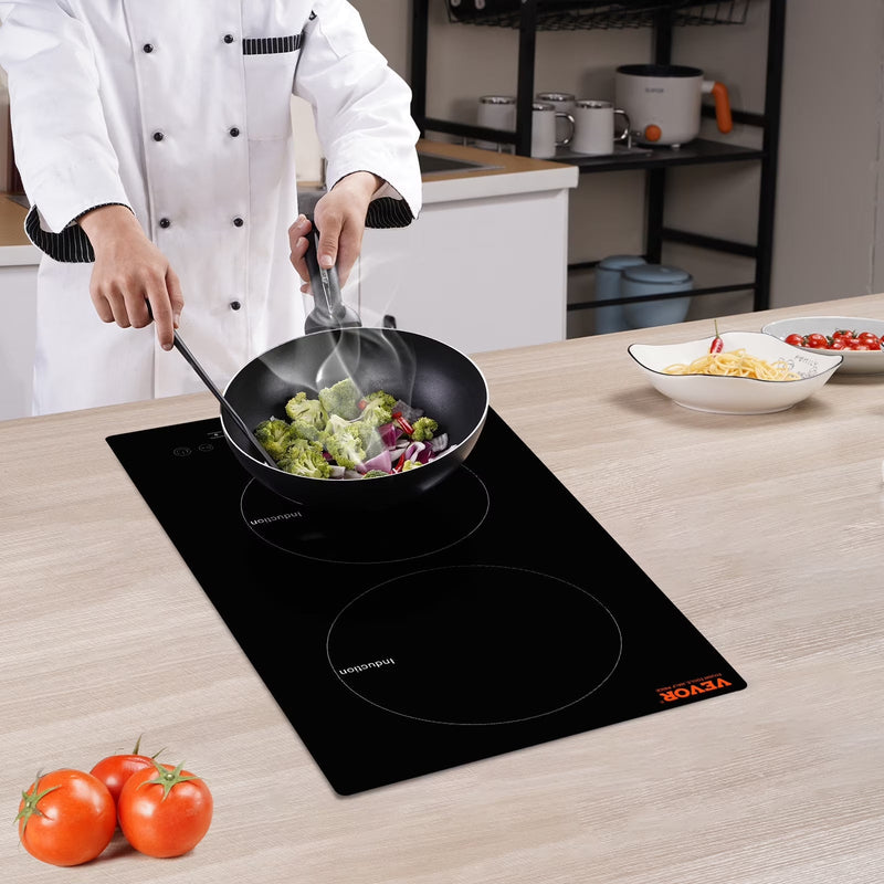 BENTISM 12 inch Electric Cooktop 2 Burners 1800W Stove Top Touch Control I2734