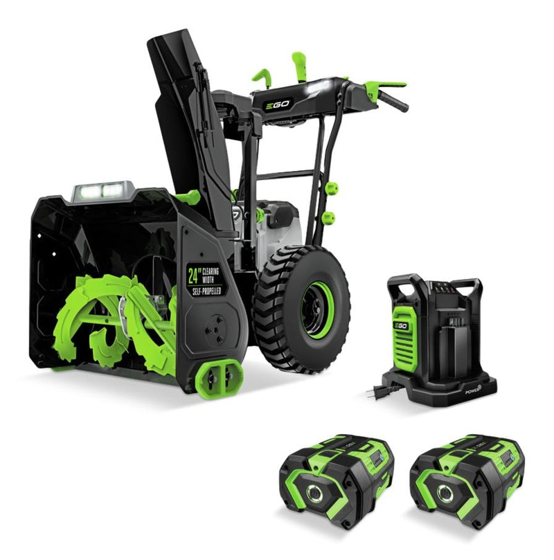 56V Brushless Cordless 24-in Self-Propelled 2-Stage Snowblower with PEAK POWER with 2x7.5Ah Batteries & 280W Dual-Port Charger E6866