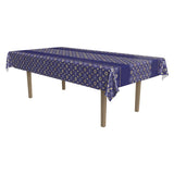 Eid Ramadan Rectangle Plastic Reusable Table Cover, Navy Blue/Gold, 54 x 108-in, for Religious Party/Eid Mubarak/Ramadan