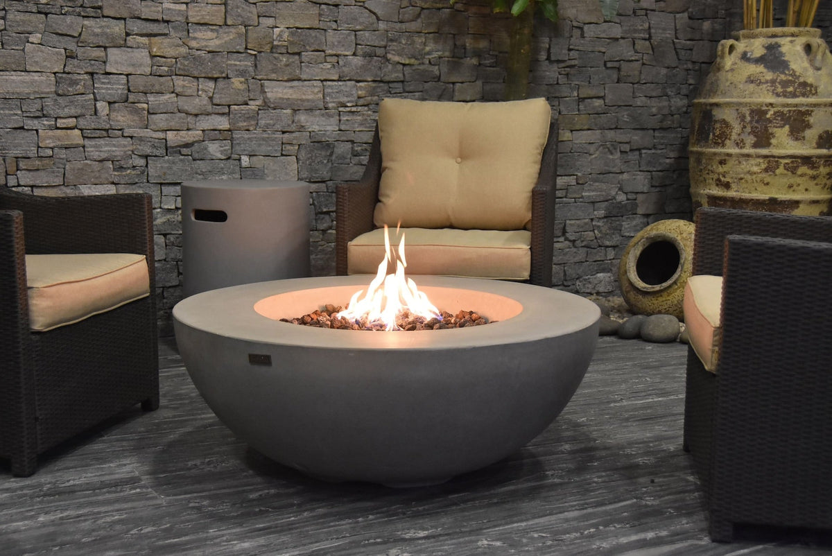 Lunar Bowl Fire Pit, Natural Gas, Light Grey, 45,000 BTU
