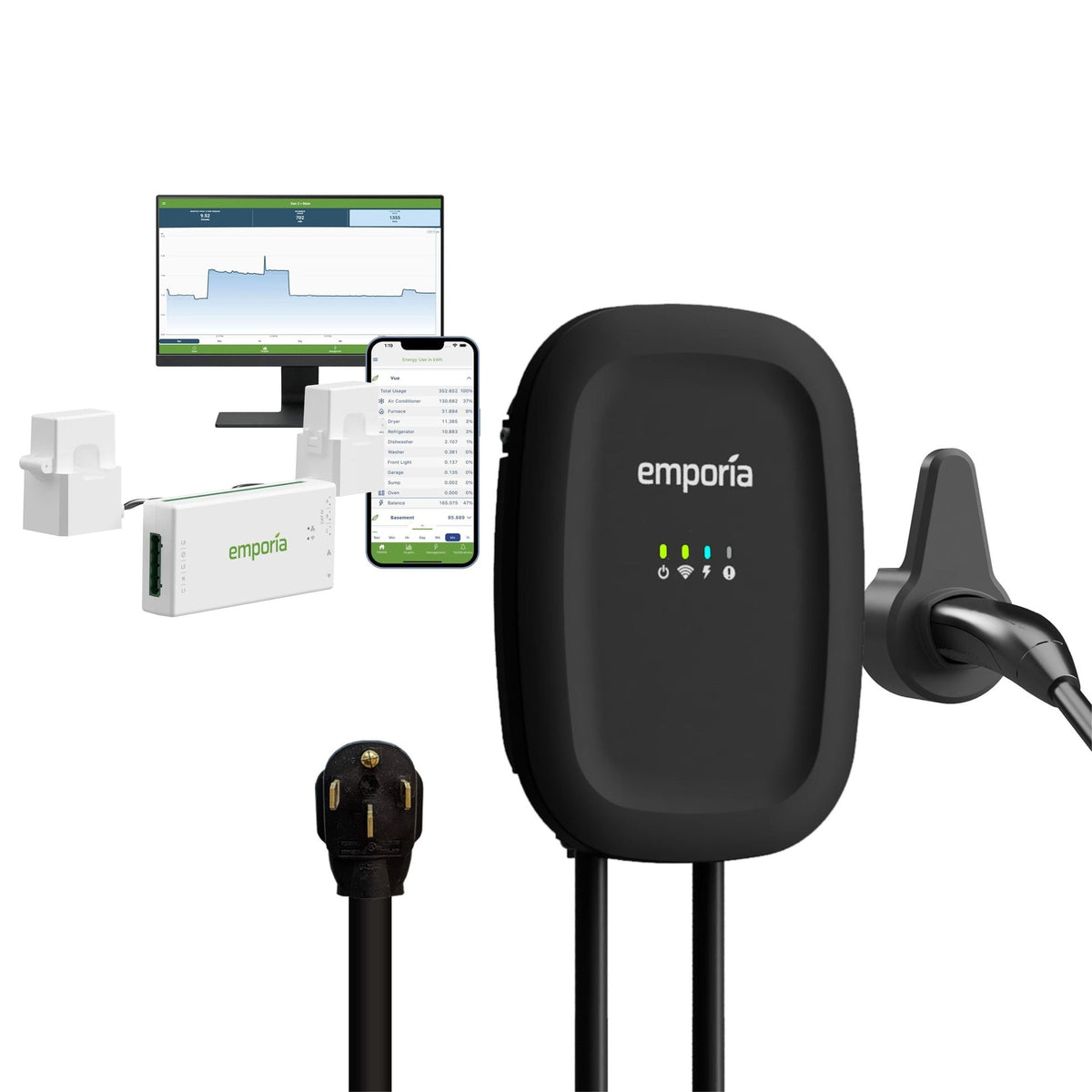 40A Wi-Fi Level 2 NEMA 14-50 NACS EV Charger with Load Management