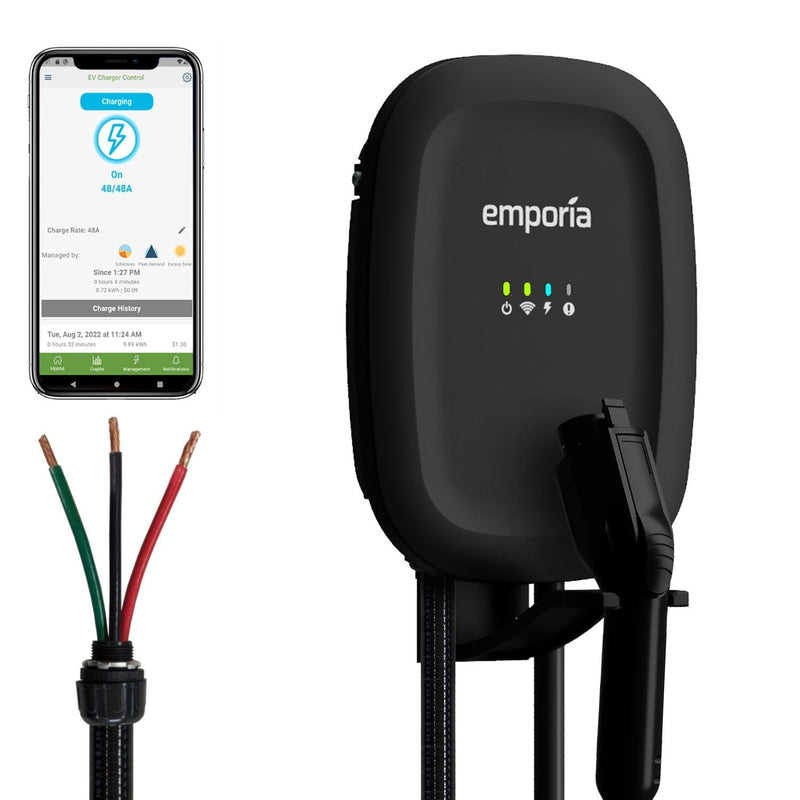 48A Wi-Fi Level 2 Hardwired J1772 EV Charger H6014