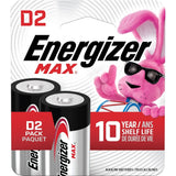 Max 2-pk D Alkaline Batteries, Long Lasting, All Purpose