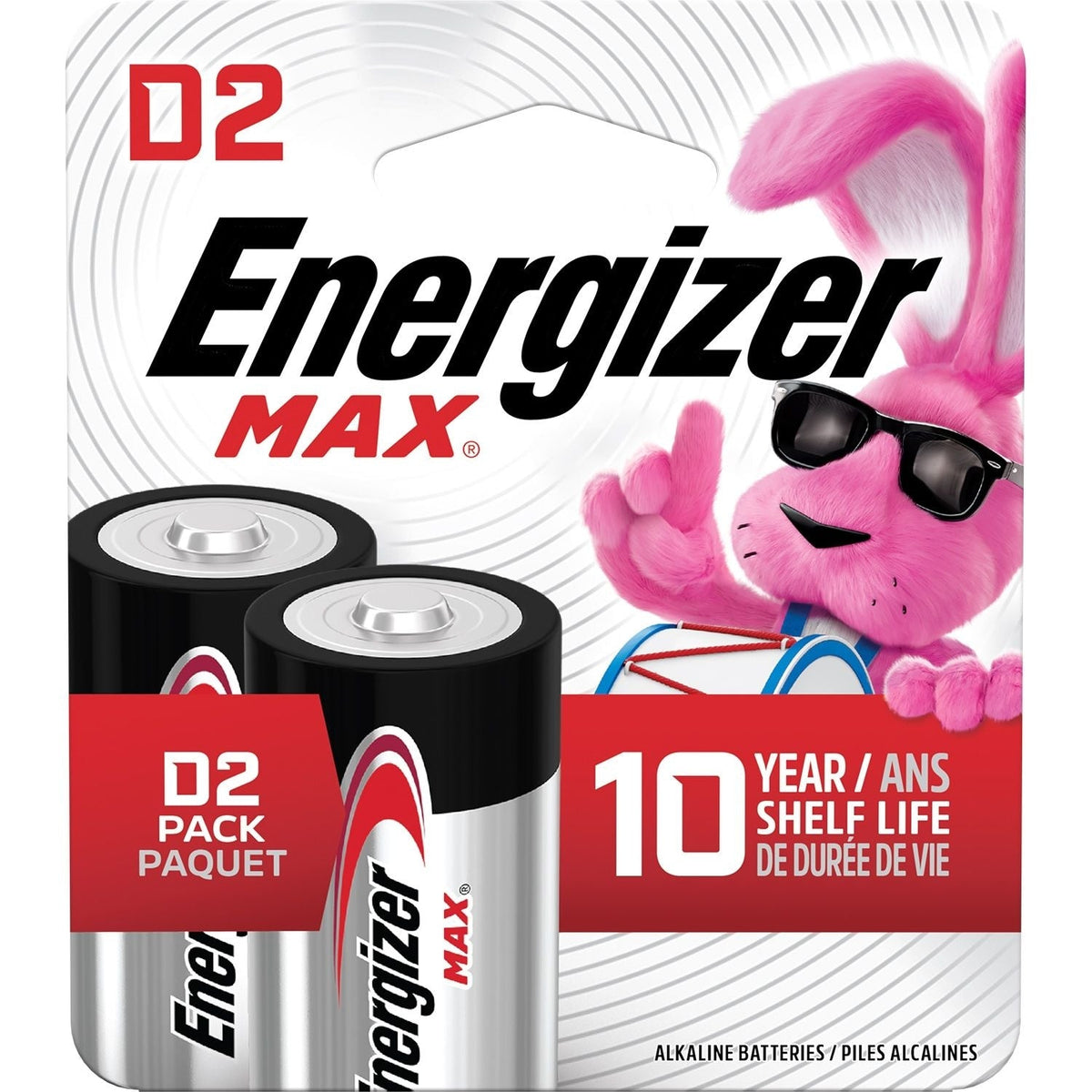 Max 2-pk D Alkaline Batteries, Long Lasting, All Purpose