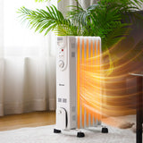 1500W Electric Oil Filled Radiator Space Heater 5-Fin Thermostat Room Radiant