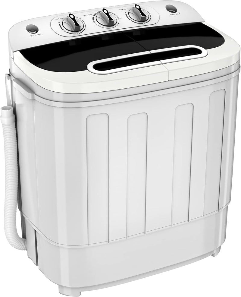 Portable mini double-burner washing machine, capacity 13 pounds, equipped with a spin dryer, a compact clothes washing machine, a lightweight small-sized washing machine, suitable for families, apartments, dormitory rooms, and campers. W1396