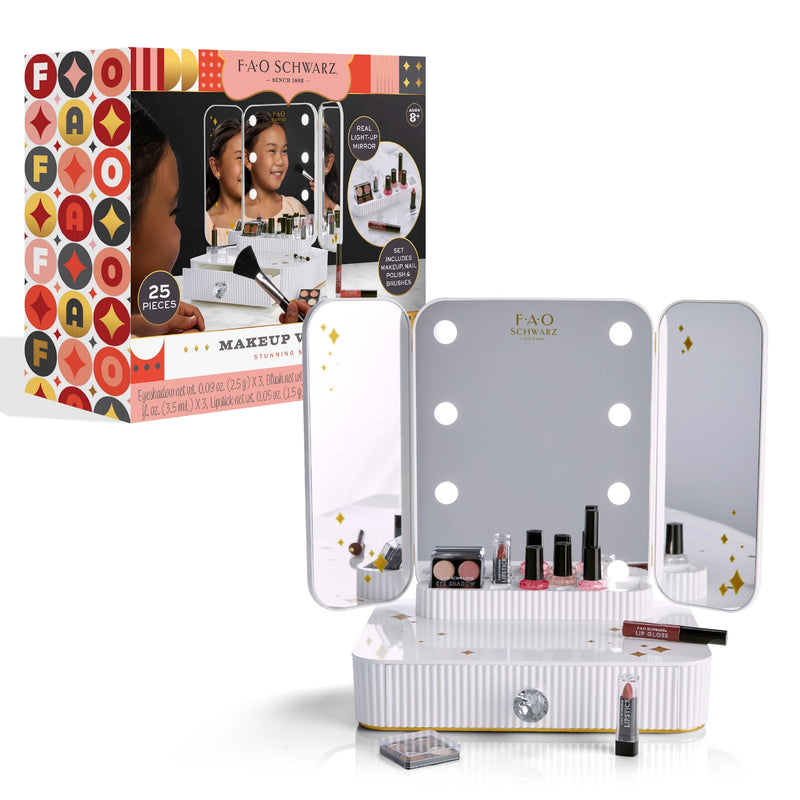 Girls Vanity Makeup Studio Low Profile, 24 Piece, White I151