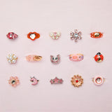 Kids Glam Rings Set, 15 Piece, Pink