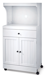 2-Door 1-Drawer Microwave Cart/Stand Kitchen Storage Cabinet With Wheels, White