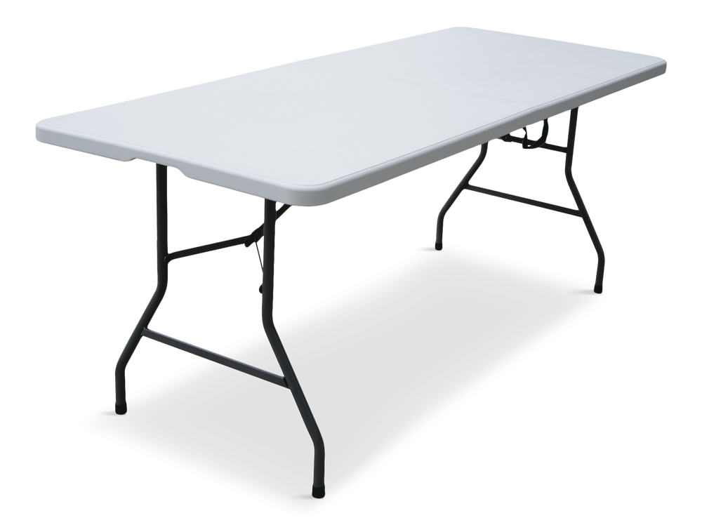 6-ft Portable Indoor/Outdoor Plastic & Metal Folding Table with Handle, White