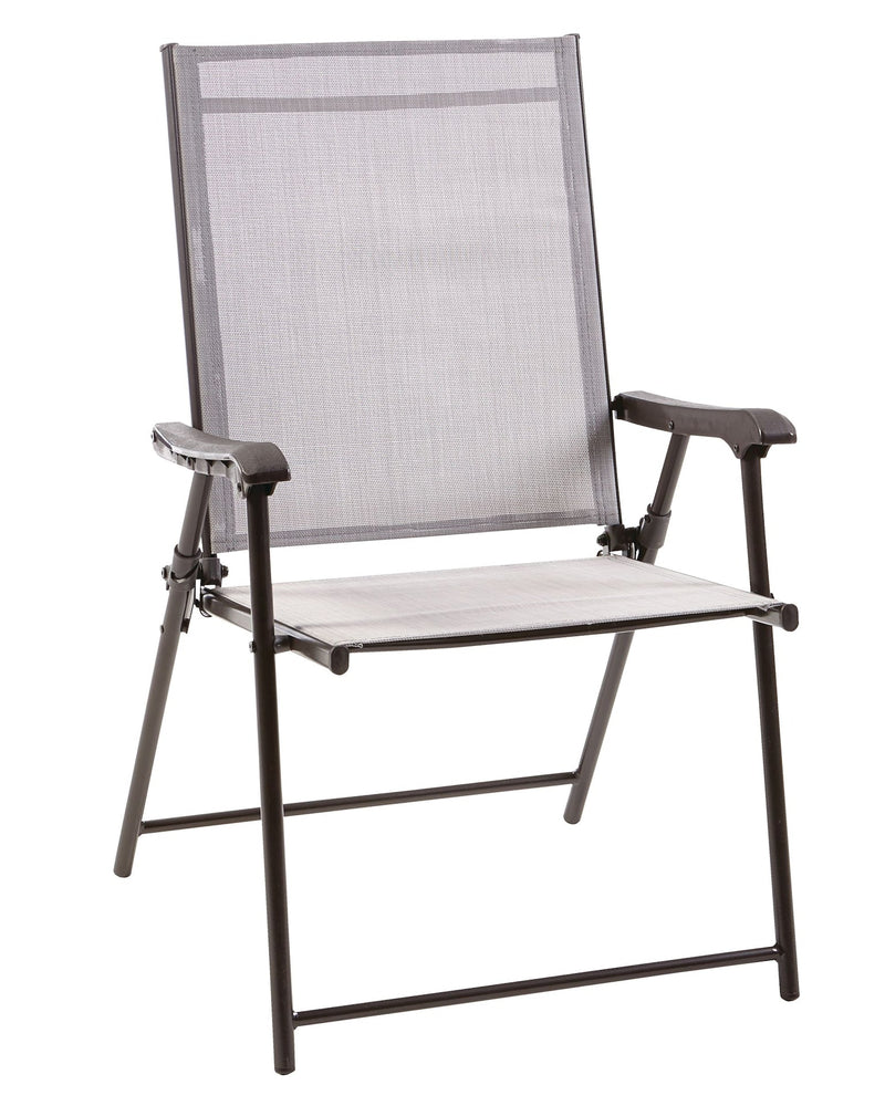 Bluebay Sling Folding Outdoor Patio Accent Chair, Grey, 25x24x37-in U9730