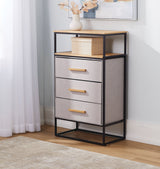 Fabric 3-Drawer 1-Shelf Storage Organizer, Wood