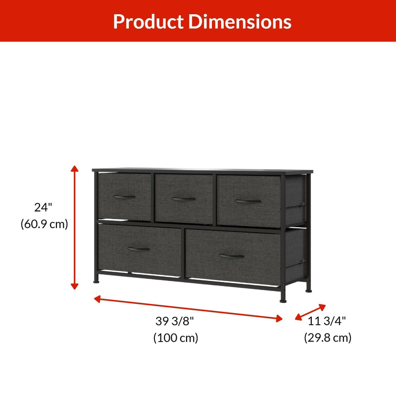 Fabric 5-Drawer Storage Organizer, Grey U9715