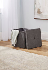 Folding Storage Ottoman, Grey