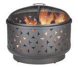Round Outdoor Wood Burning Fire Pit, Steel, Black, 24-in