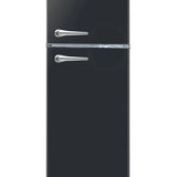 7.5 cu ft Black Retro Top Mount Refrigerator with Classic Chrome Handle