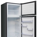 7.5 cu ft Black Retro Top Mount Refrigerator with Classic Chrome Handle