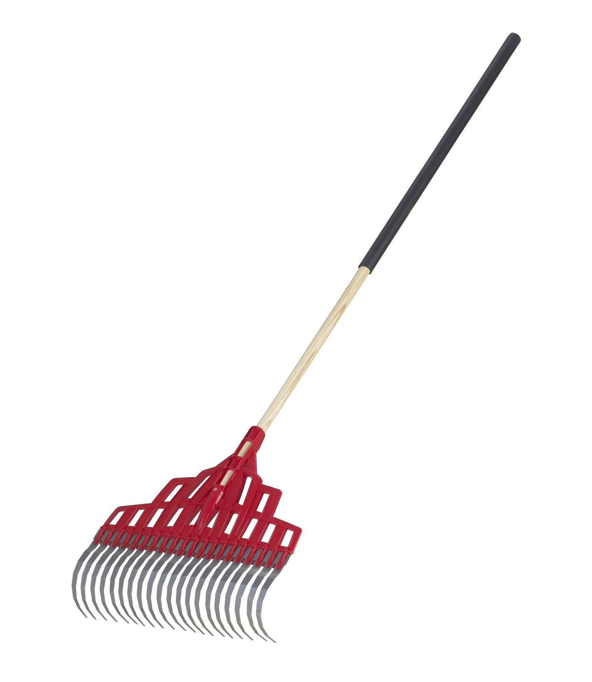 Multi-Purpose Poly Steel 20-Tine Leaf Rake, Wooden Shaft, 65.5-in