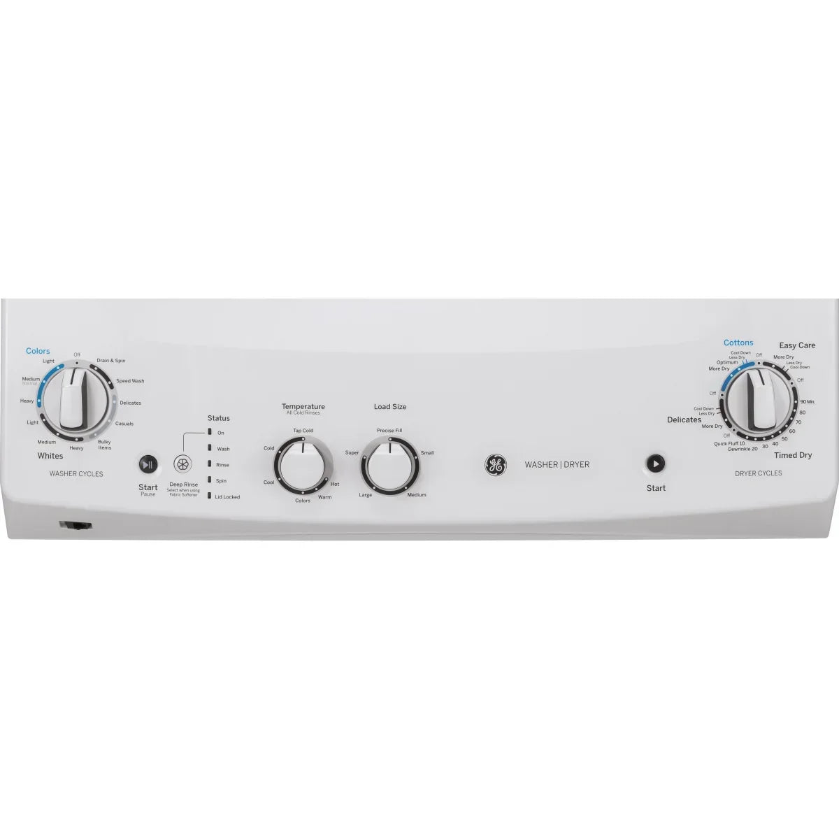 GE White 2.6 cu. ft. (I.E.C) Washer and 4.4 cu. ft. Dryer Gas Laundry Center