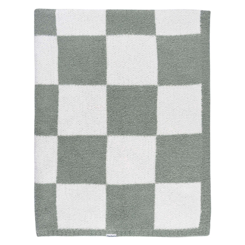 Childrenwear Green Checkered Silky Mink Baby Blanket G4017