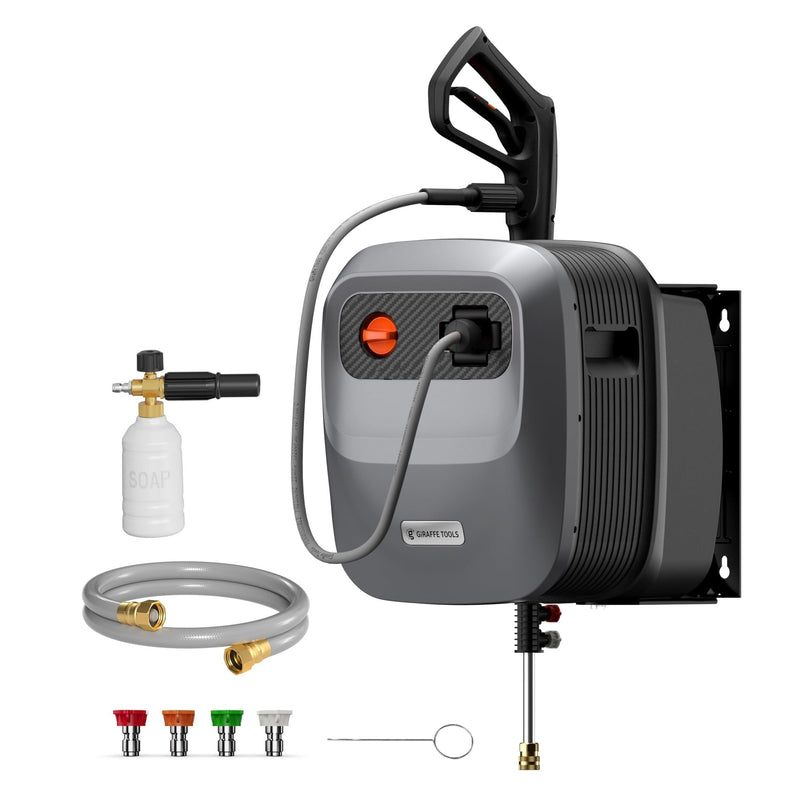Grandfalls G20 Wall Mounted 1900 PSI 2.2 GPM Brushless Electric Pressure Washer with 65-ft Retractable Hard Hose N9877