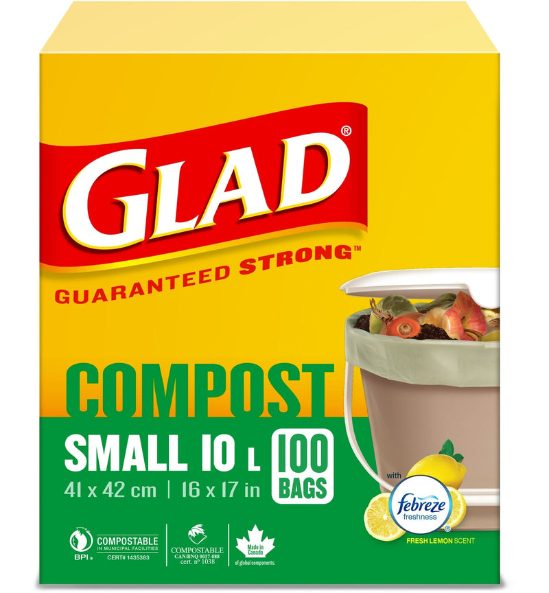 Small 100% Compostable Lemon Scented Food Waste Bags, 100-pk, 10-L M9859