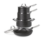 Heritage Rock Essence Cookware Set with Glass Lids, Aluminum, 8-pc