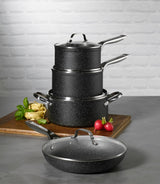 Heritage Rock Essence Cookware Set with Glass Lids, Aluminum, 8-pc