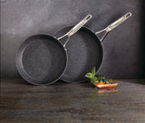 Heritage The Rock Frying Pan, Non-stick, Dishwasher & Oven Safe, 26cm & 30cm, Black, 2-pk
