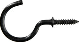 Mug Cup Hook, Half Hook Half Screw, Black, 7/8-in, 40-pk