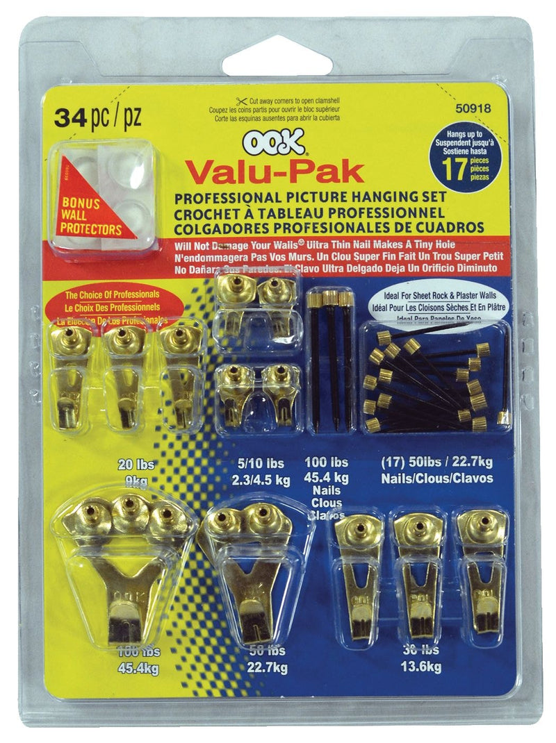 Pro Picture Hanger Kit, Brass Plated, 34-pc B8967