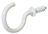 Steel Vinyl Mug Cup Hooks, Screw-In, White, 7/8-in, 40-pk
