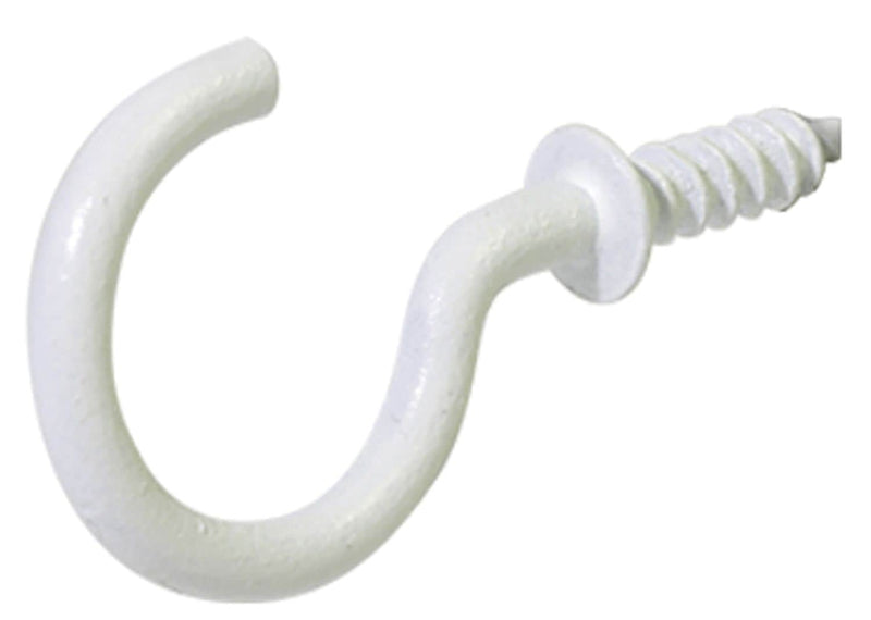 Steel Vinyl Mug Cup Hooks, Screw-In, White, 7/8-in, 40-pk B4589