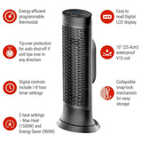HCE352C Digital Tower Ceramic Space Heater withThermostat, 1500W, Black