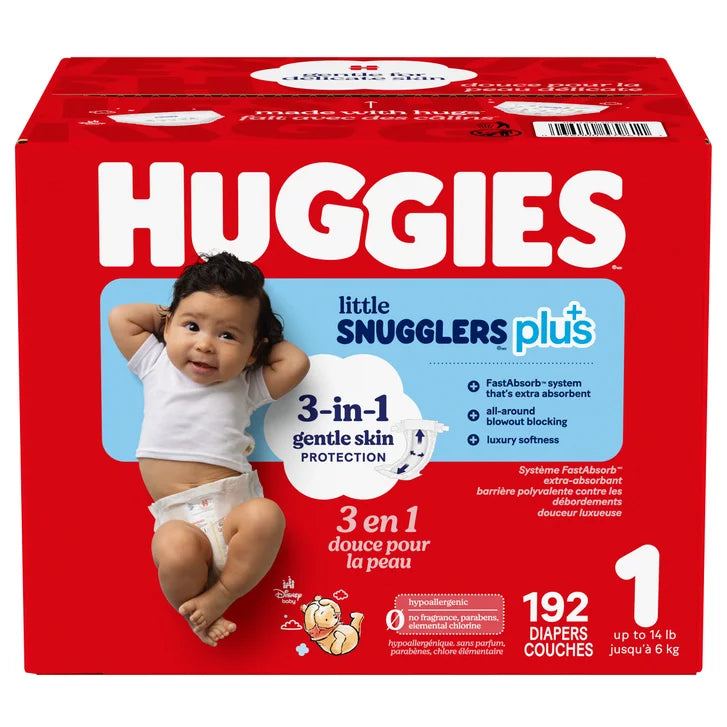 Huggies Little Snugglers Plus Diapers, Sizes 1 - 2