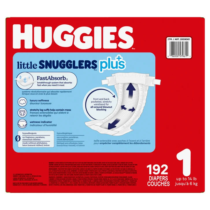 Huggies Little Snugglers Plus Diapers, Sizes 1 - 2