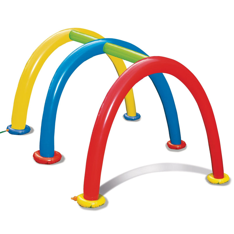 Inflatable Splash Tunnel Water Sprinkler, Yellow/Blue/Red, Ages 3+, for Beach/Pool Fun Activities F7634