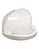 Off White Canopy Inflatable Pool Island Multi Person Float with Detachable Sun Shade